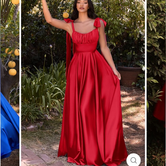 CINDERELLA DIVINE 7490 Sleeveless A-Line Satin Evening Dress Red Size 10 Prom - Picture 2 of 11